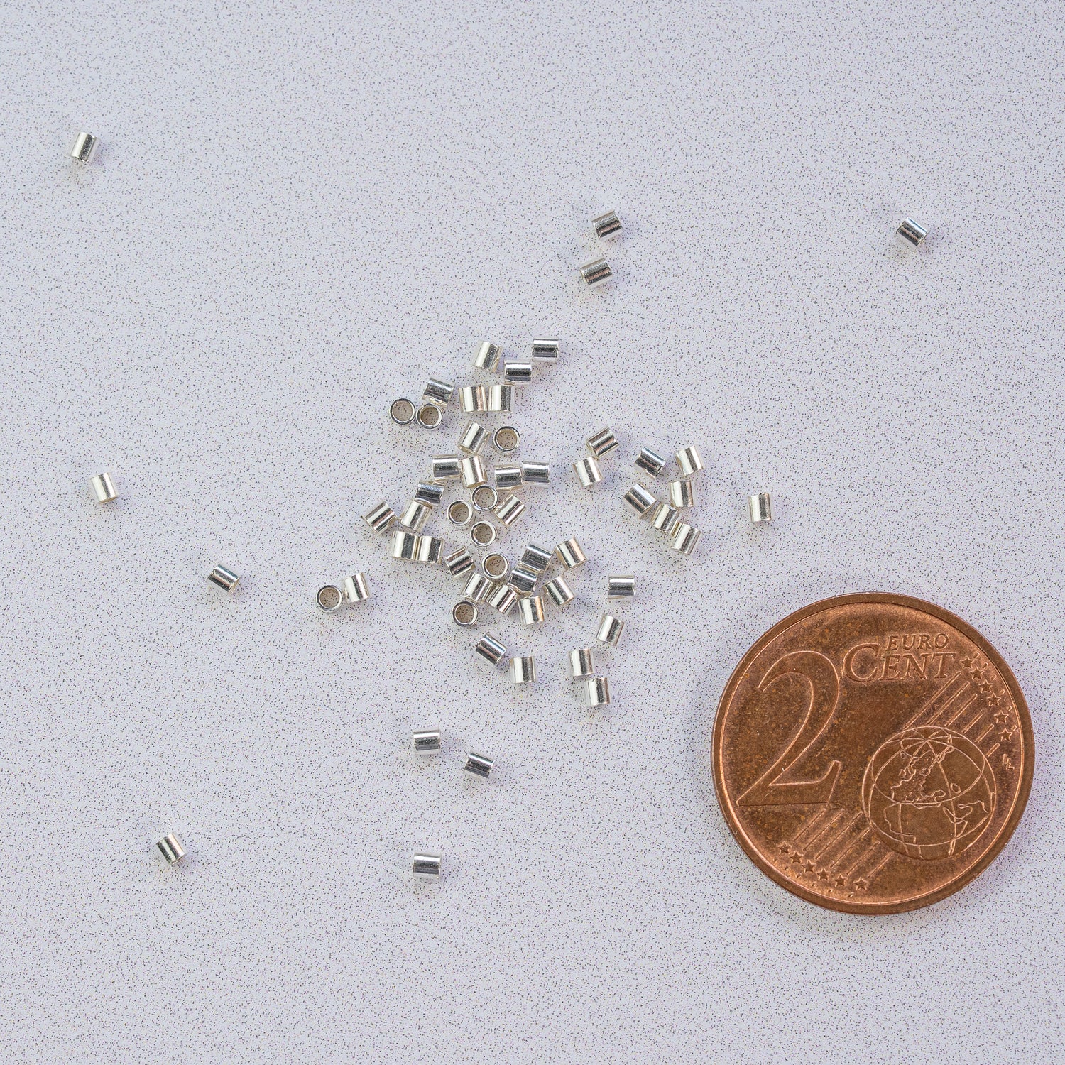 Perles à écraser/sertir en argent 925 de 1,4 x 1,4 mm ( lot de 2 )