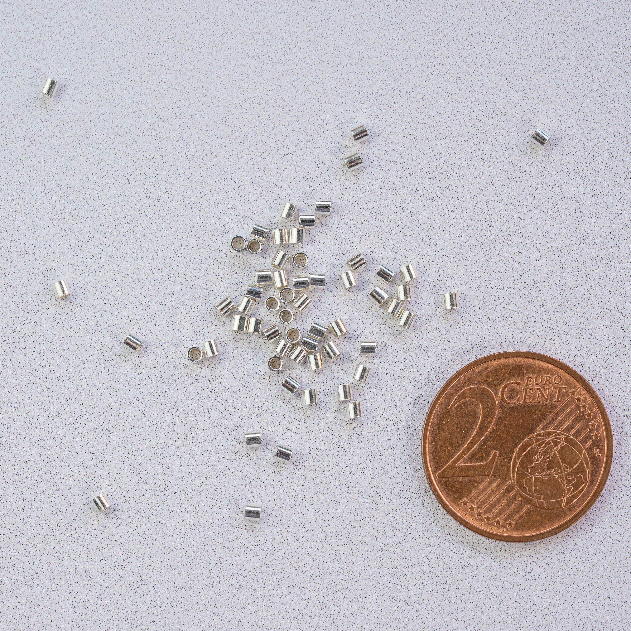 Perles à écraser/sertir en argent 925 de 1,4 x 1,4 mm ( lot de 2 )