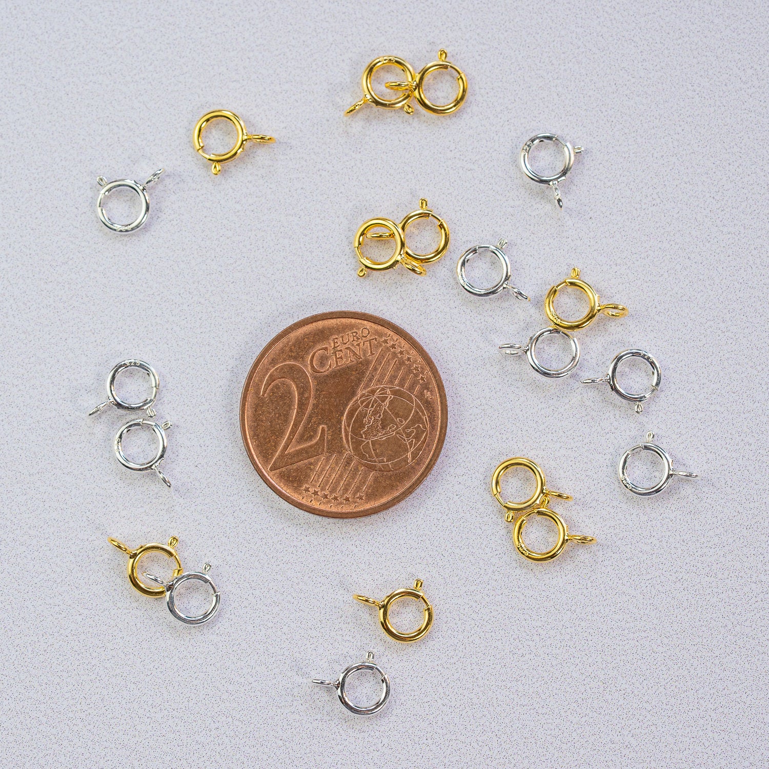 Fermoir à ressort en argent 925 ou argent 925 plaqué or de 5 mm au choix ( à l&