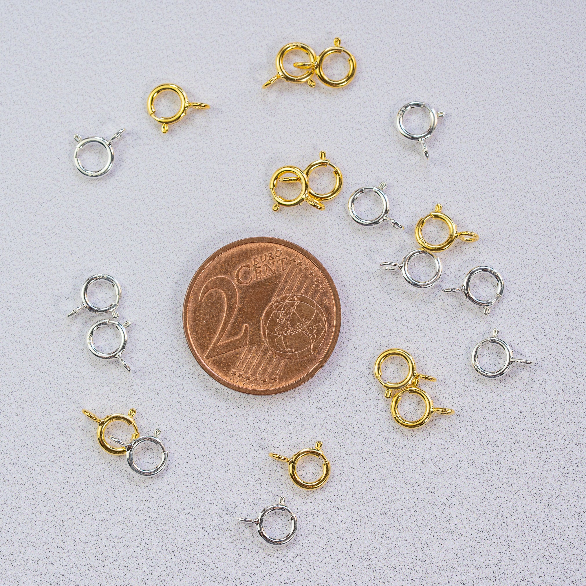 Fermoir à ressort en argent 925 ou argent 925 plaqué or de 5 mm au choix ( à l&