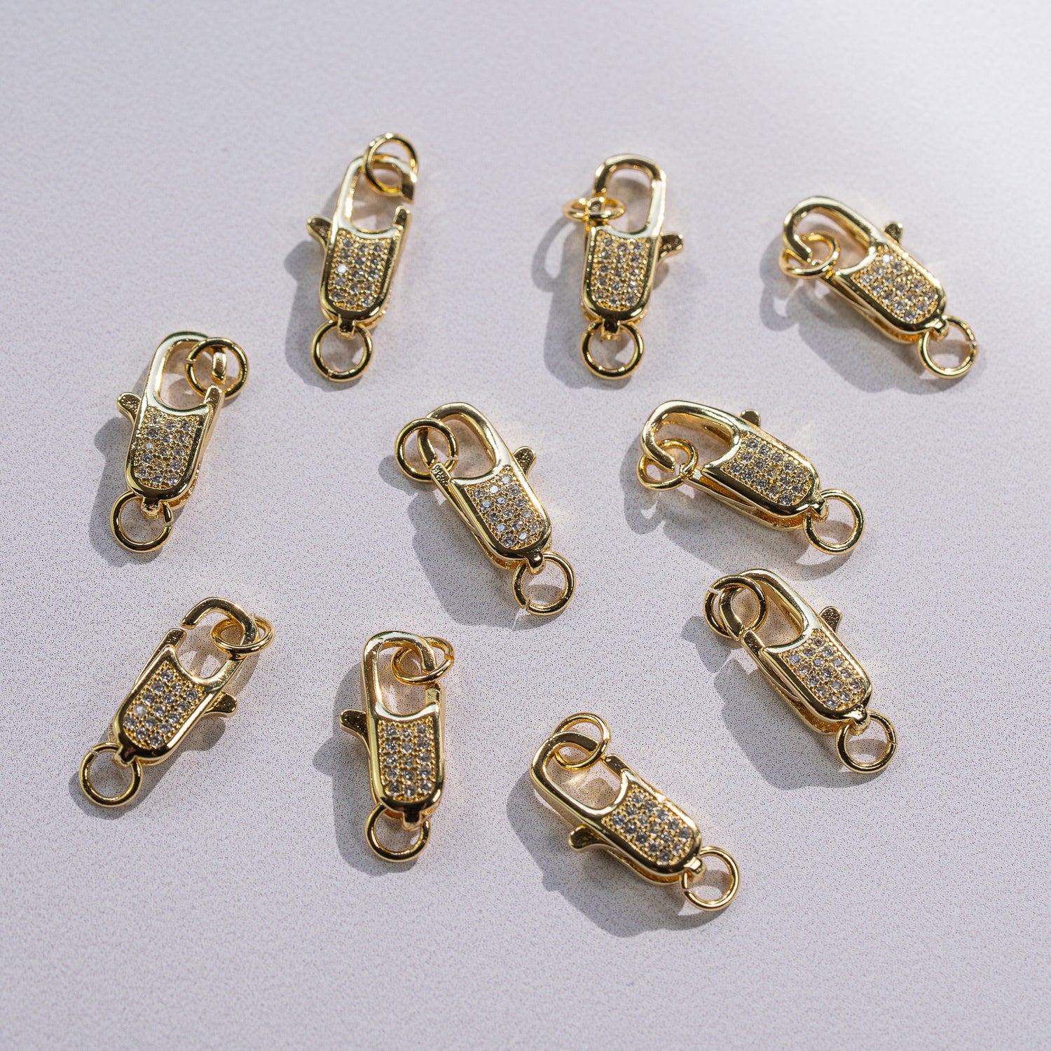 Fermoirs mousqueton en laiton plaqué or 18k et zirconium de 16 mm ( à l&