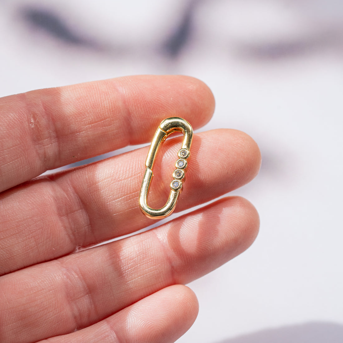 Fermoir à ressort ovale en laiton plaqué or 16k et zirconium de 25,5 mm ( à l&