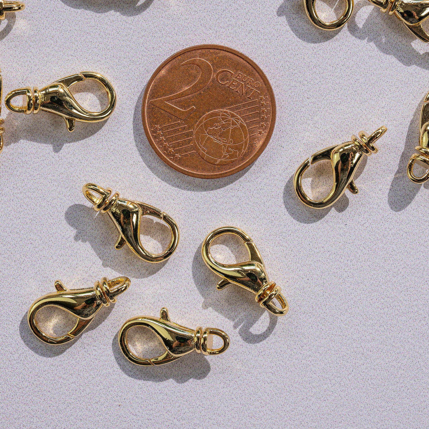 Fermoir mousqueton pivotant en laiton plaqué or 18k de 16 mm ( à l&