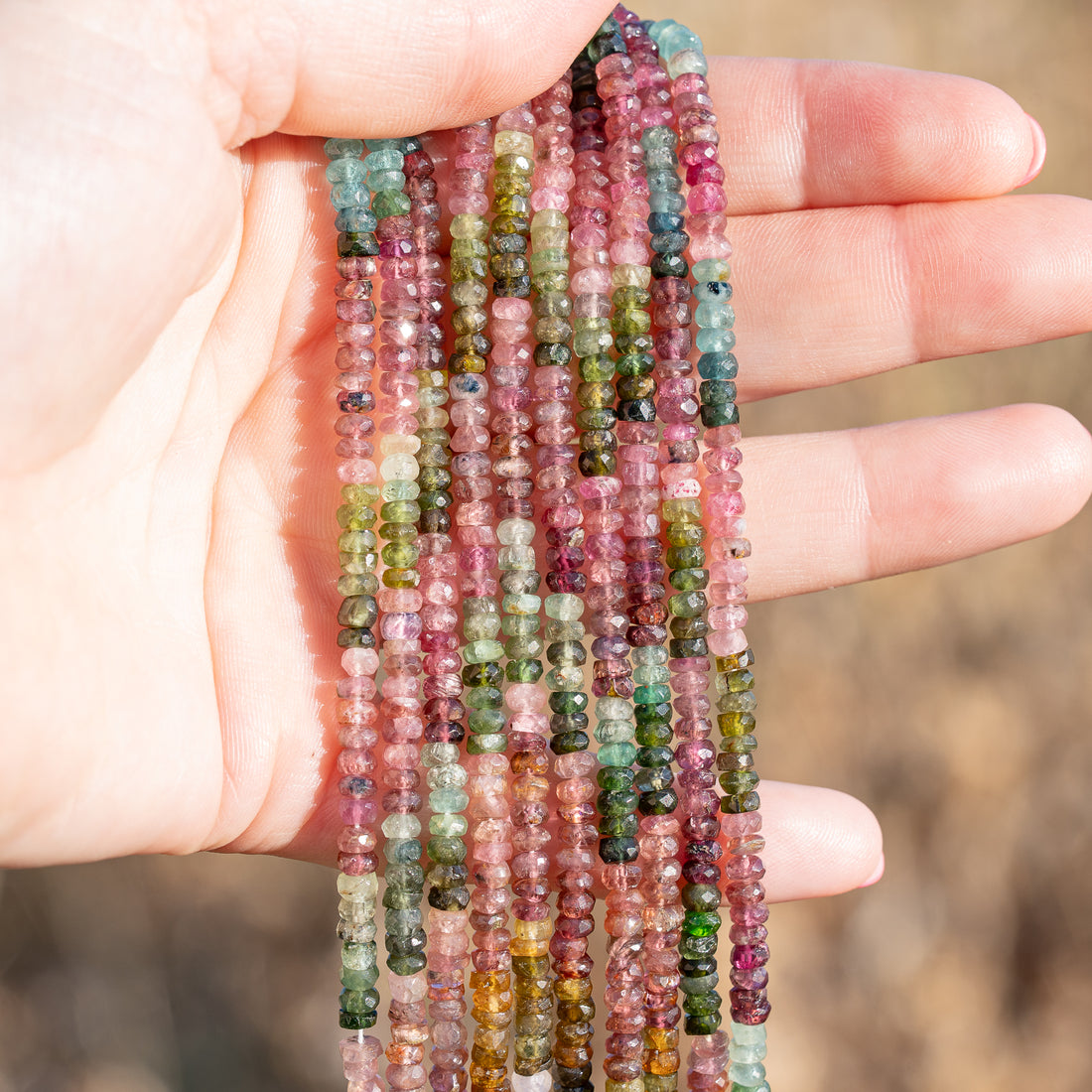 Rangs de 33/34 cm de perles rondelles facettes de Tourmaline multicolore de env 4 x 1,5/2,5 mm(Copie)