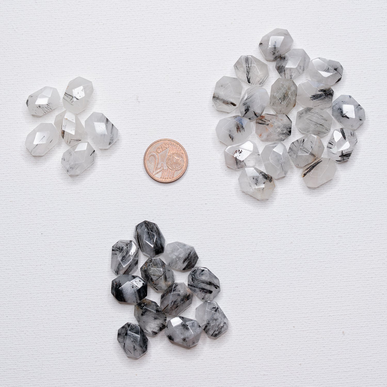 Perles rectangles facettes de Quartz tourmaline de env 14 x 11 mm ( à l&