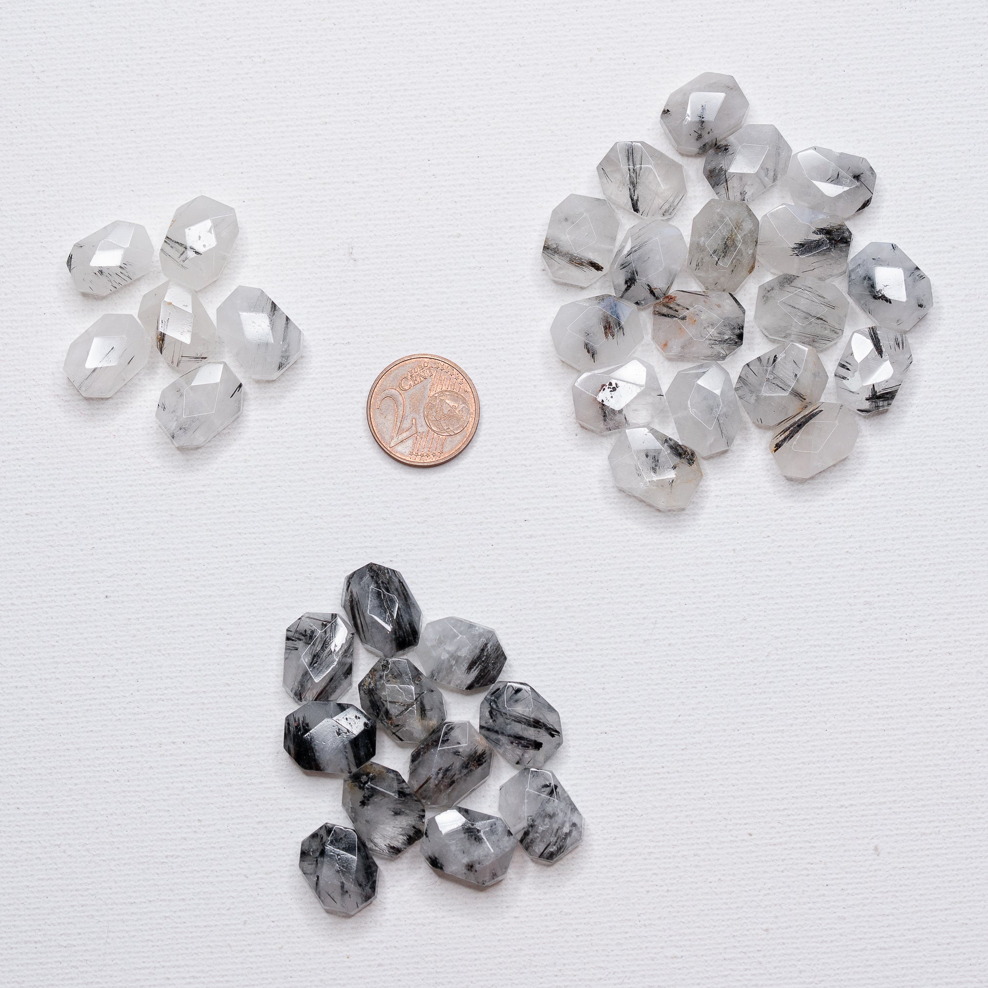 Perles rectangles facettes de Quartz tourmaline de env 14 x 11 mm ( à l&