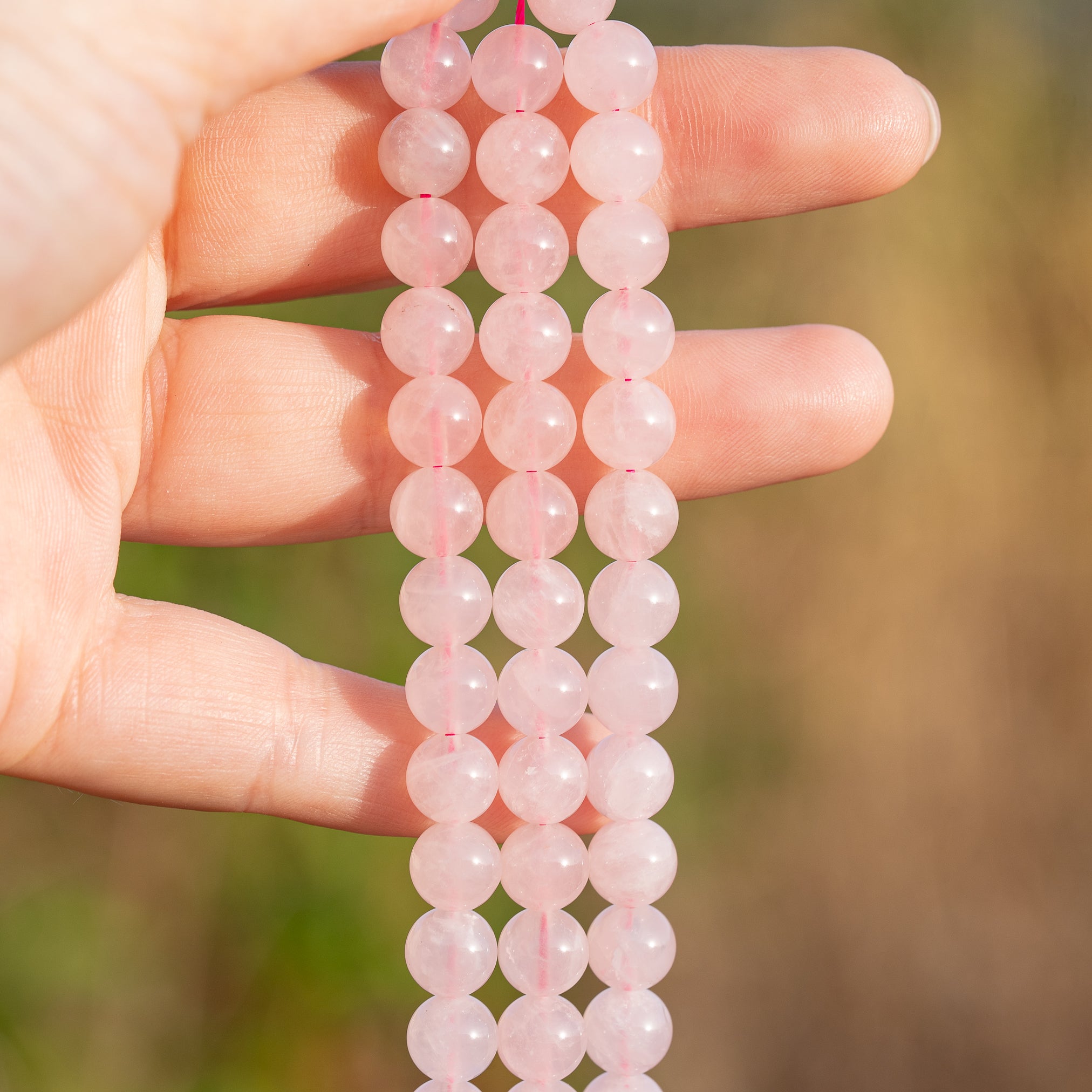 Perles rondes lisses de Quartz rose Madagascar de 8,2 mm (  rang de env 48 perles )
