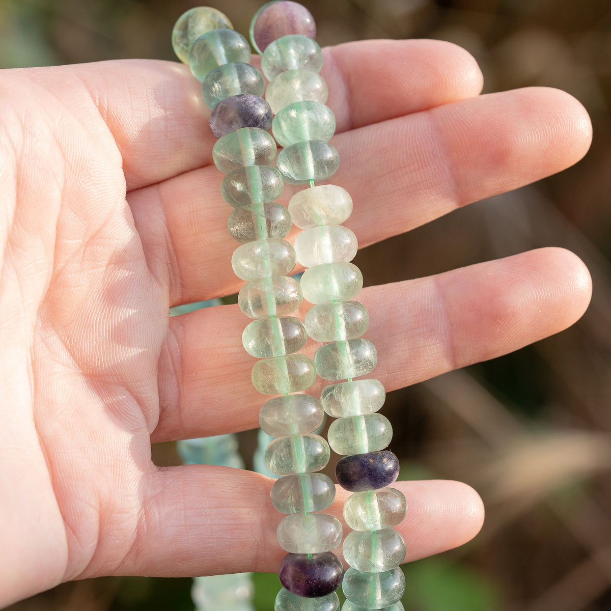 Perles rondelles lisses de Fluorite verte de 10 x 5 mm ( lot de 10 perles )
