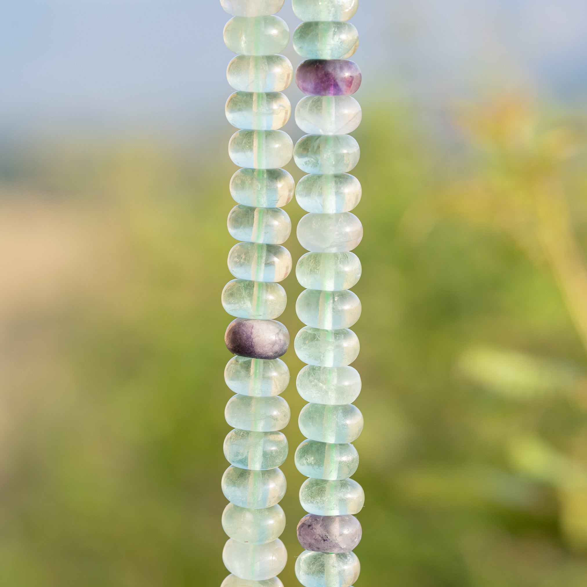 Perles rondelles lisses de Fluorite verte de 10 x 5 mm ( lot de 10 perles )