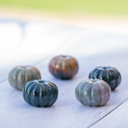 Perles citrouilles sculptées en Agate indienne de 25 x 18 mm au choix ( à l&