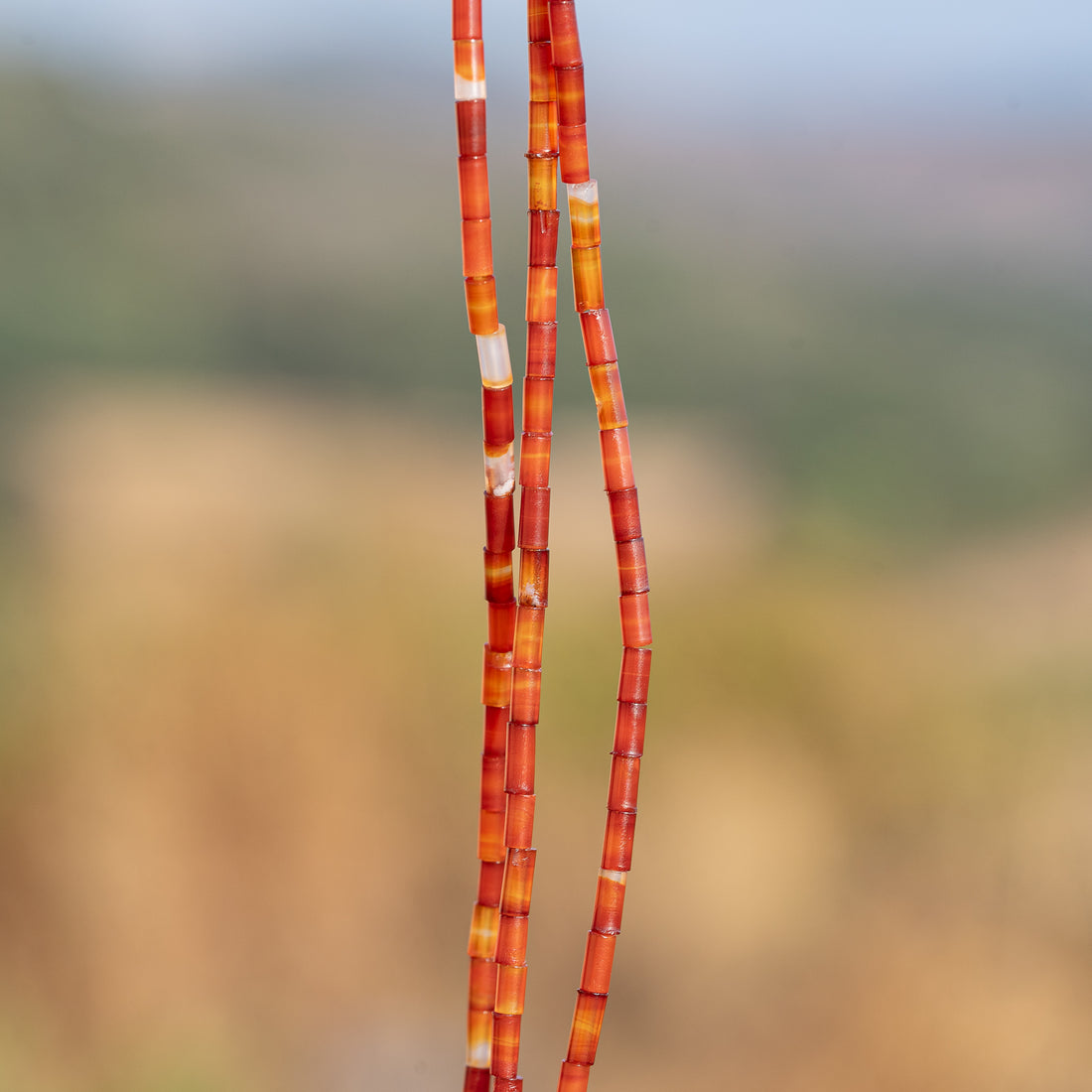 Perles tubes lisses de Cornaline de env 4,5 x 2,3 mm ( rang de env 80/84 perles )