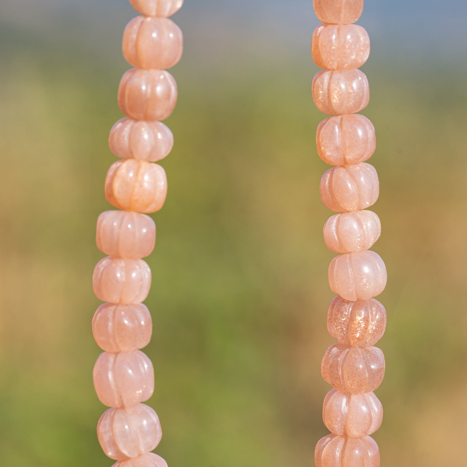 Perles sculptées citrouilles en Pierre de lune rose de 6 à 9 mm ( à l&