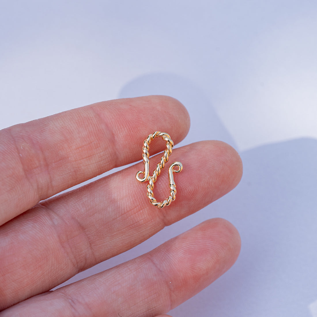 Fermoirs crochet en S torsadés en laiton plaqué or 18k de 19 mm ( à l&