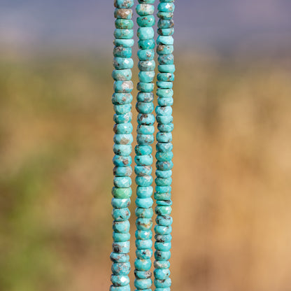 Perles rondelles facettes de Turquoise naturelle de env 5,5/6 mm ( lot de 4 perles )