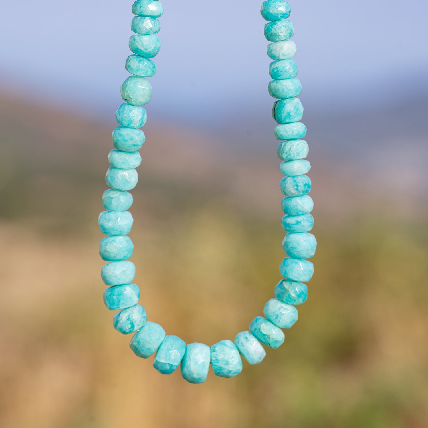 Perles rondelles facettes en Amazonite de 4,5 à 9,5 mm ( lot de 2 ou 4 perles )