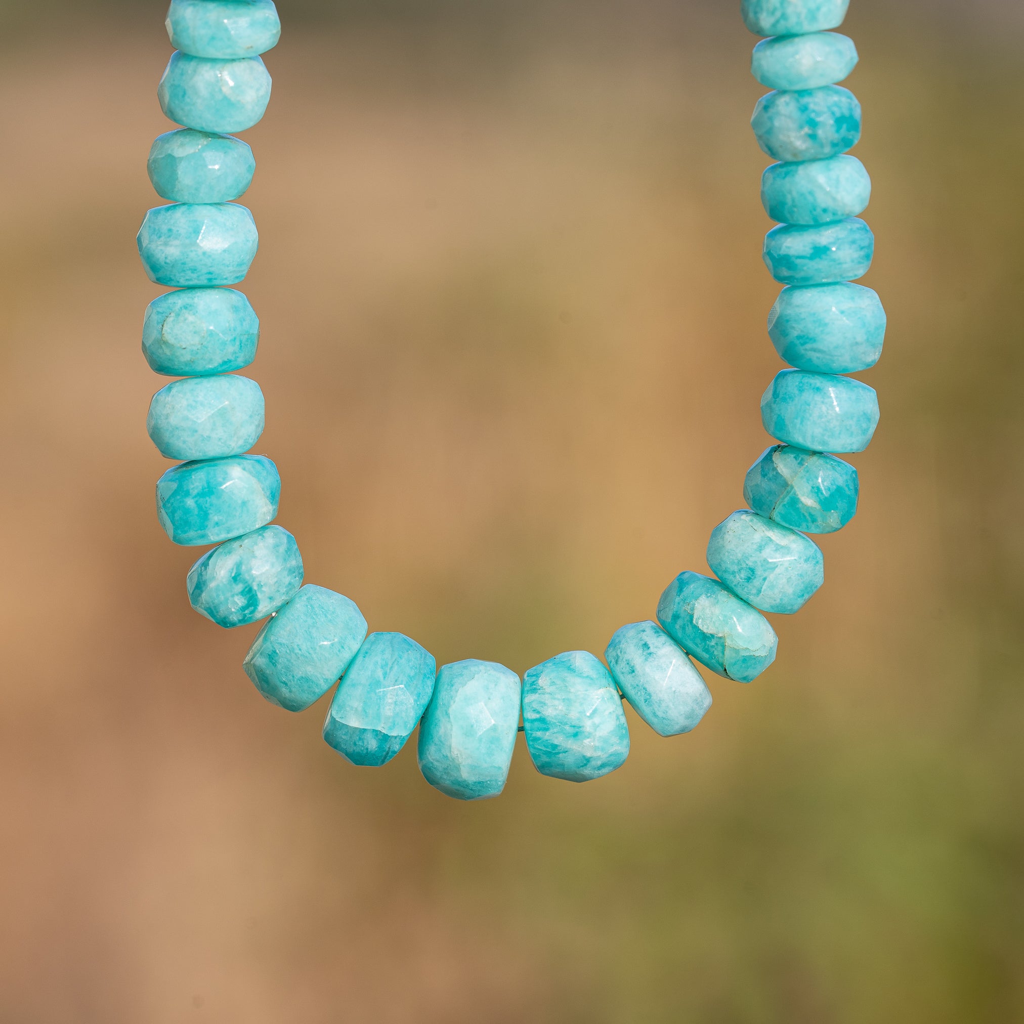 Perles rondelles facettes en Amazonite de 4,5 à 9,5 mm ( lot de 2 ou 4 perles )