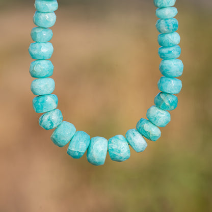 Perles rondelles facettes en Amazonite de 4,5 à 9,5 mm ( lot de 2 ou 4 perles )