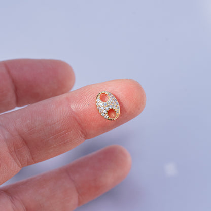 Connecteur ovale en laiton plaqué or 18k et zirconium de 10 mm ( à l&