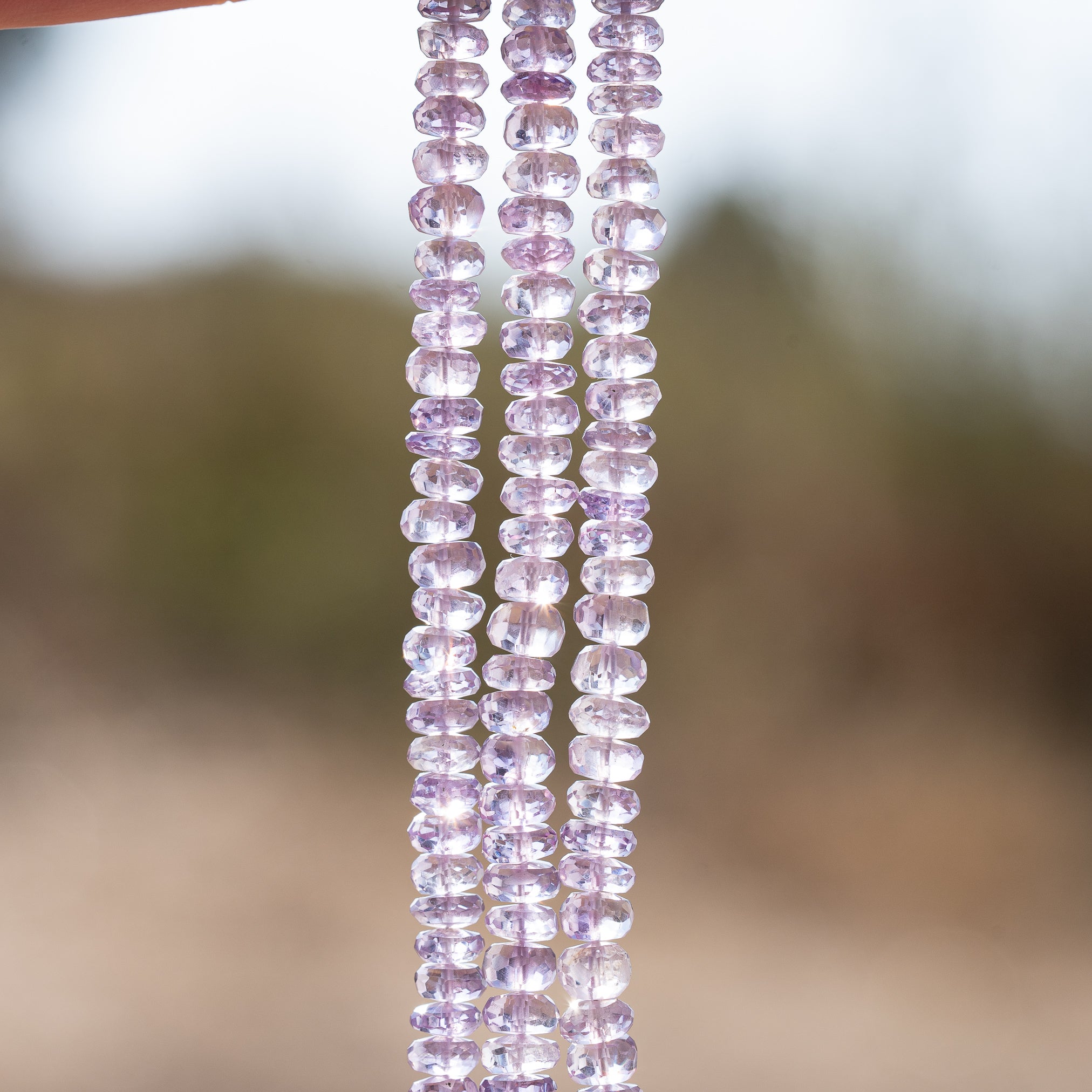 Perles rondelles facettes en Améthyste lilas de env 5/5,5 mm ( lot de 4 perles )
