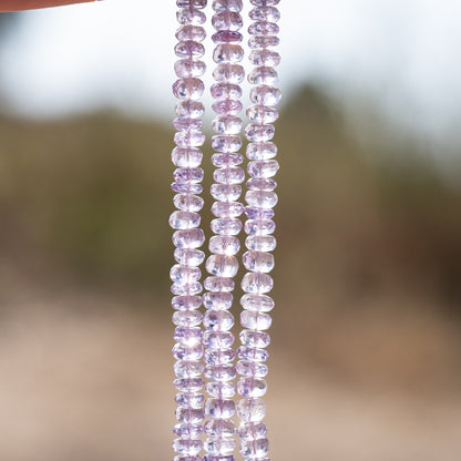 Perles rondelles facettes en Améthyste lilas de env 5/5,5 mm ( lot de 4 perles )