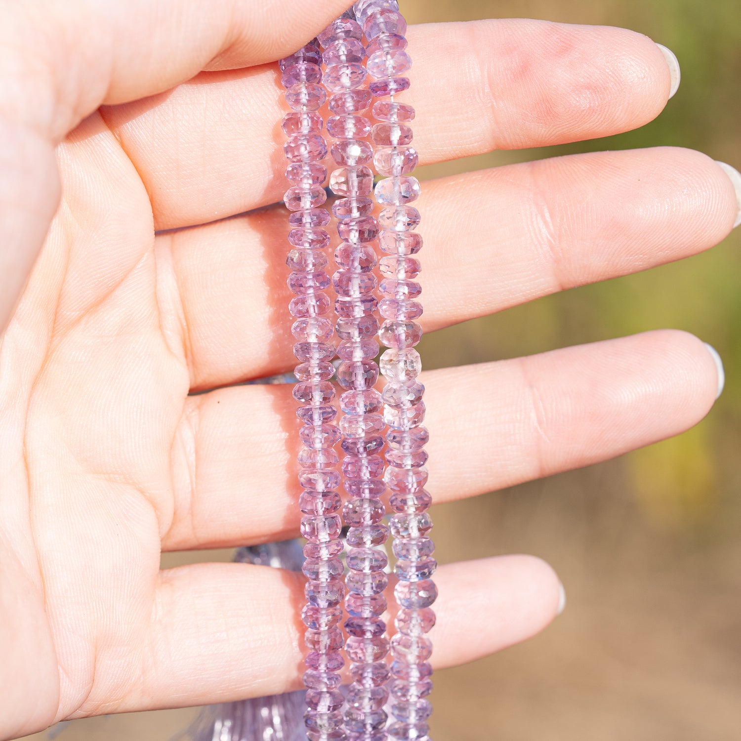 Perles rondelles facettes en Améthyste lilas de env 5/5,5 mm ( lot de 4 perles )