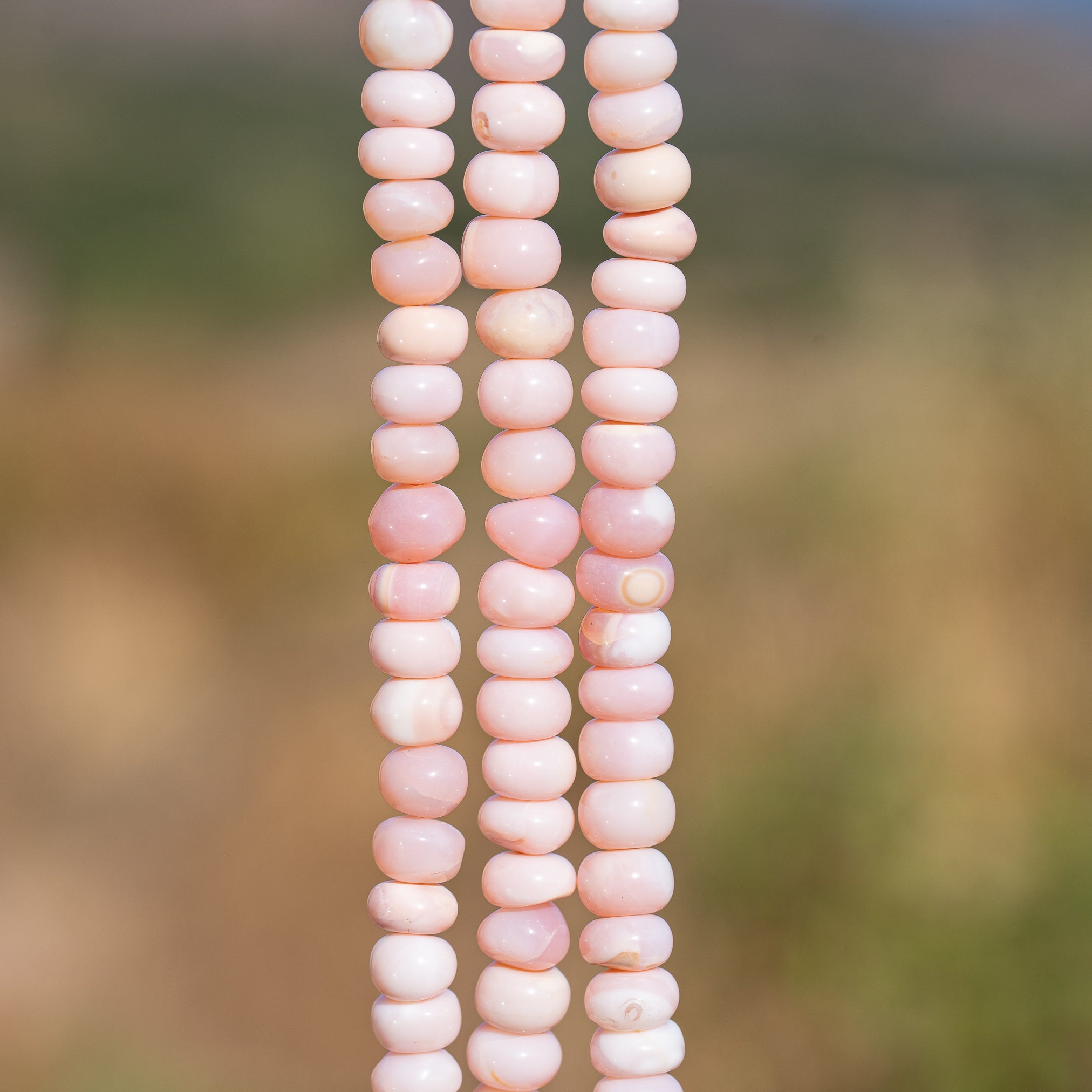 Perles rondelles lisses en Opale rose de env 7/7,5 mm ( lot de 4 perles )