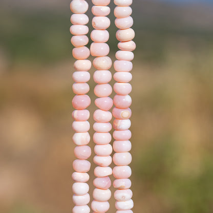Perles rondelles lisses en Opale rose de env 7/7,5 mm ( lot de 4 perles )