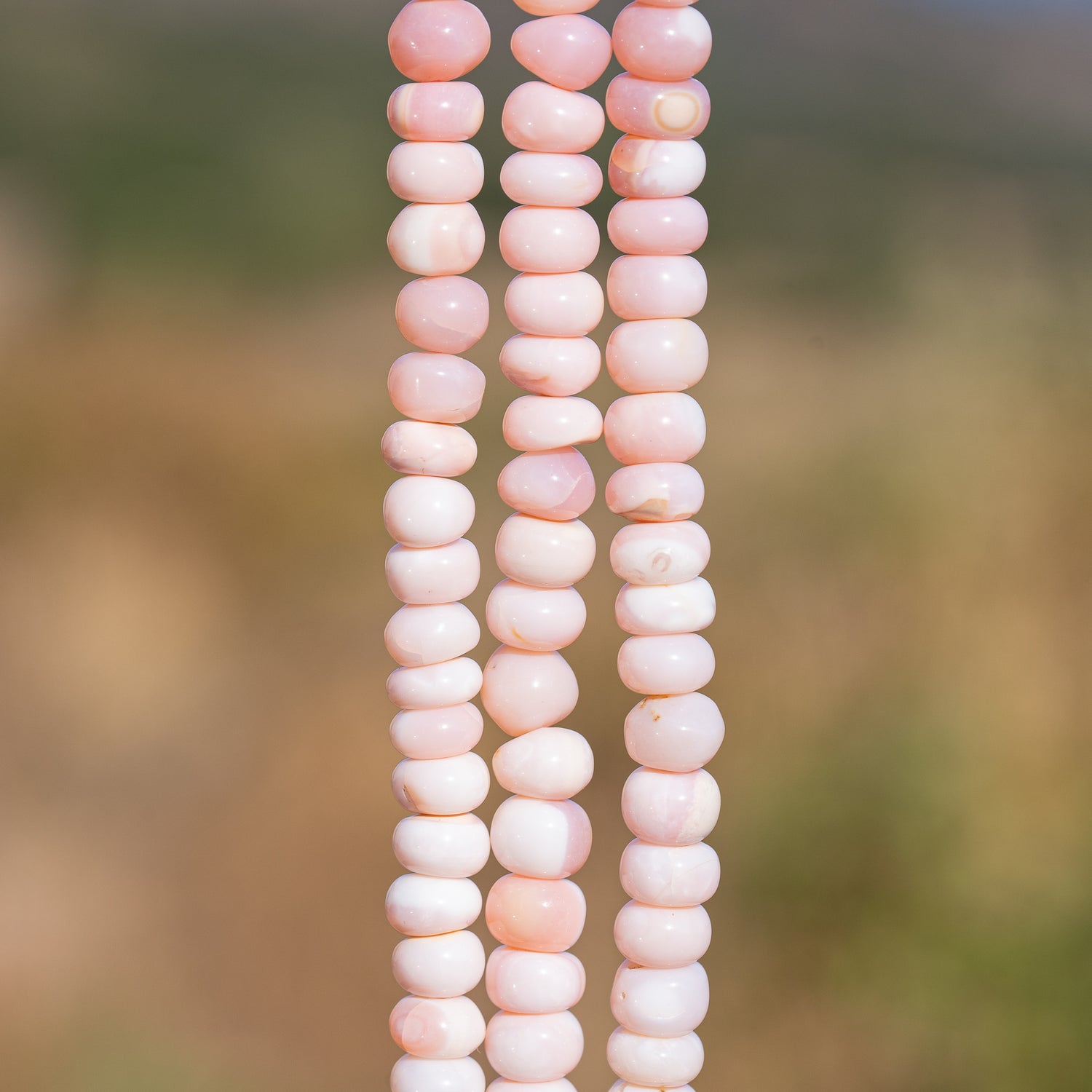 Perles rondelles lisses en Opale rose de env 7/7,5 mm ( lot de 4 perles )