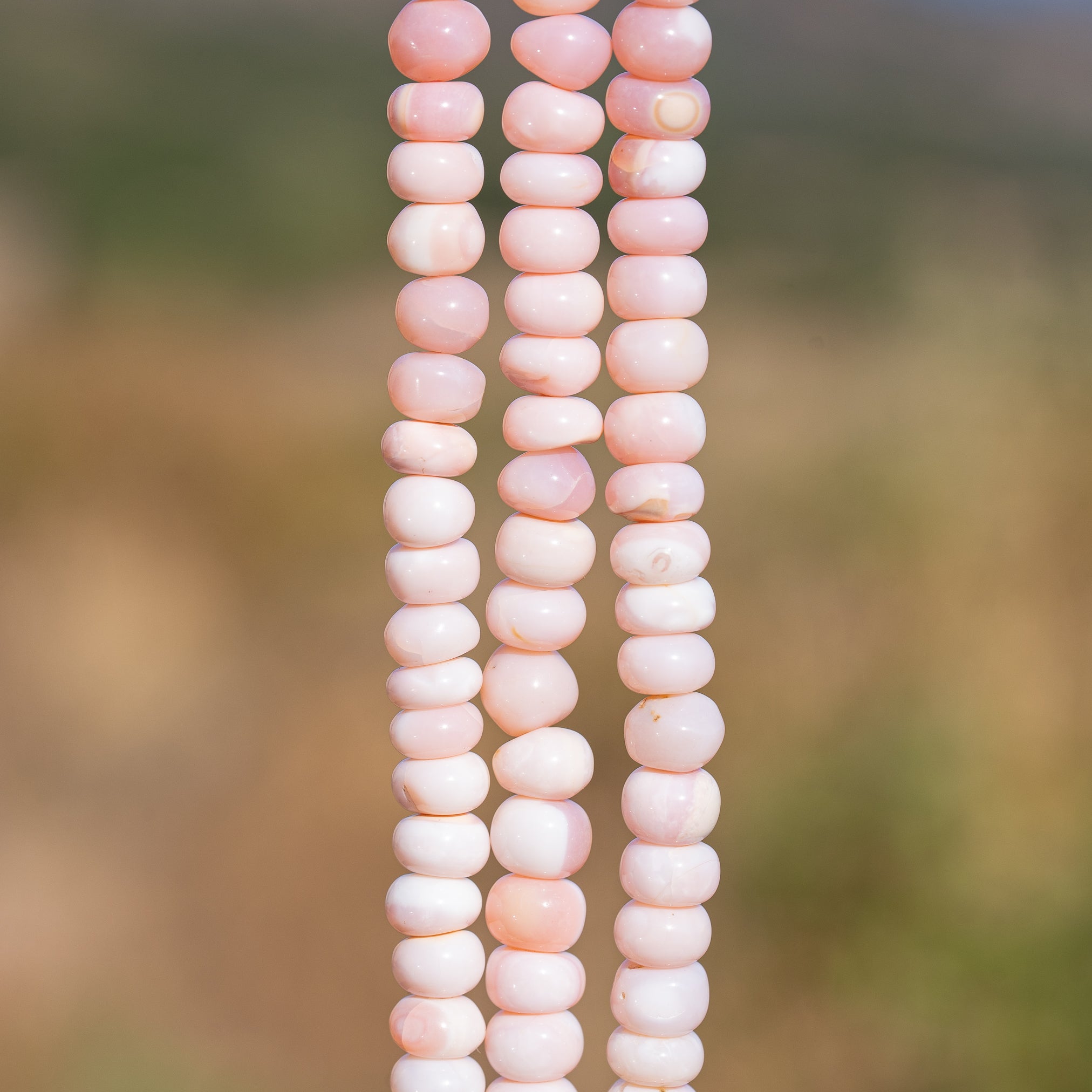 Perles rondelles lisses en Opale rose de env 7/7,5 mm ( lot de 4 perles )