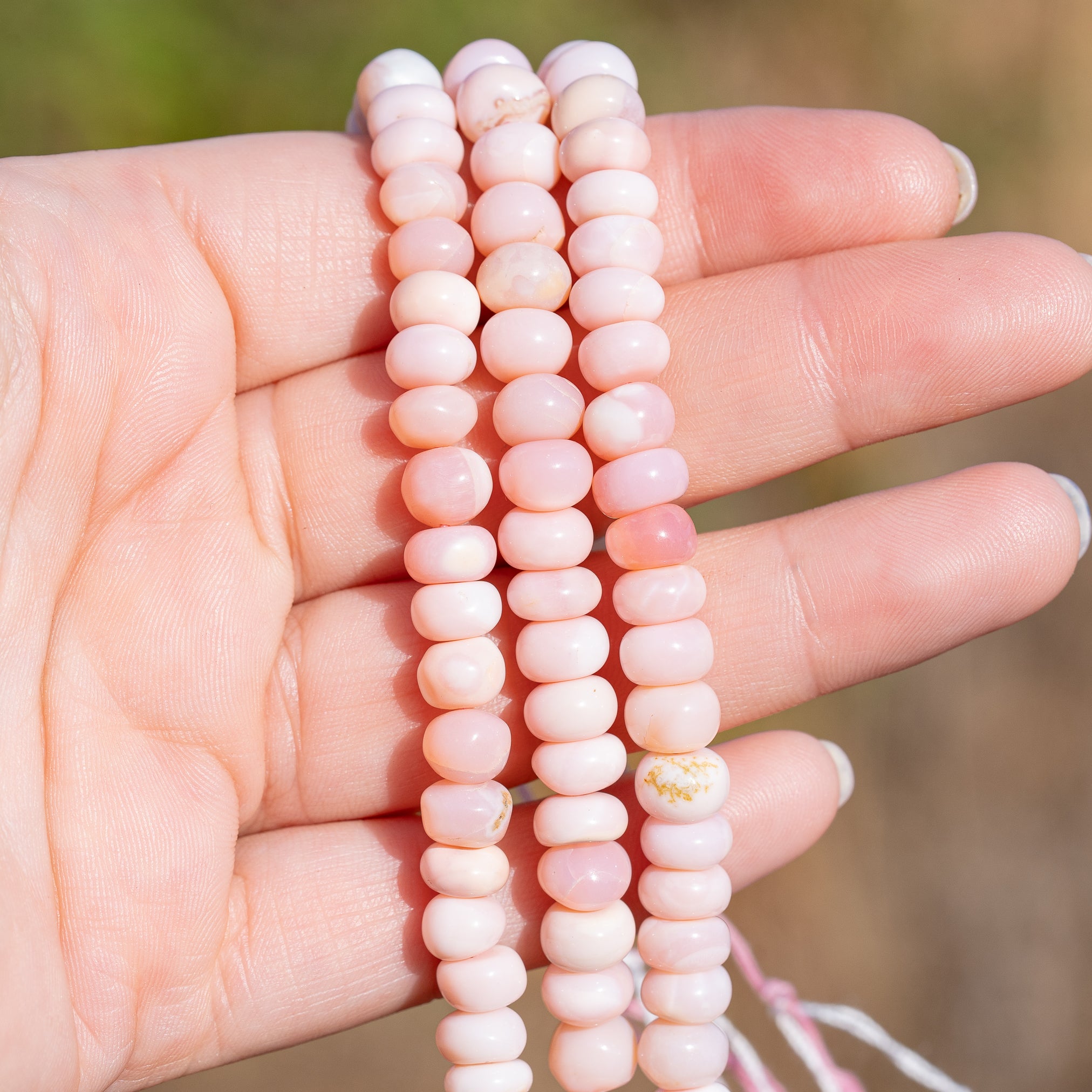 Perles rondelles lisses en Opale rose de env 7/7,5 mm ( lot de 4 perles )