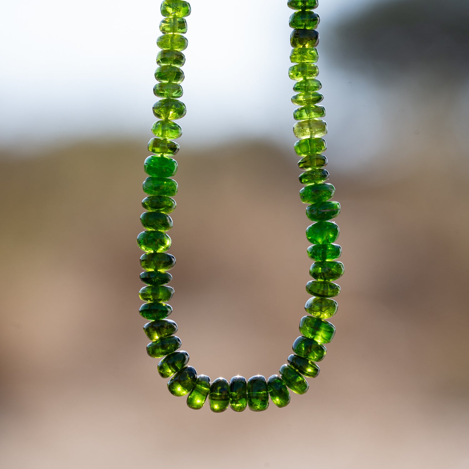 Fil de 35 cm et de 164 perles rondelles lisses de Diopside chrome de env 3/4,2 mm