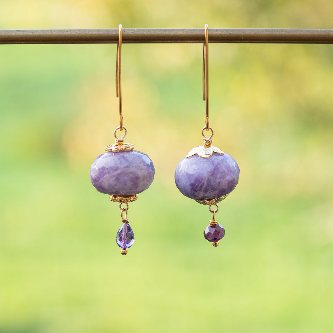 Grosses perles rondelles facettes de Lépidolite de 18 x 13 mm ( à l&