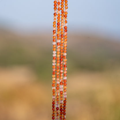 Perles rondes facettes de Cornaline de 2,2 mm ( rang de env 196 perles )