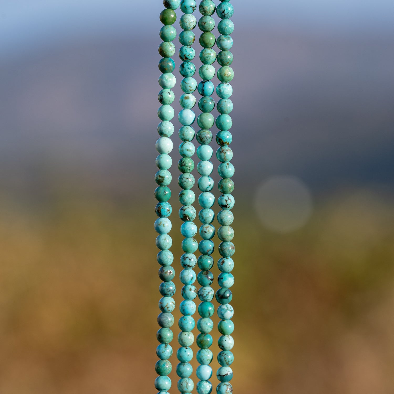 Perles rondes lisses de Turquoise de Hubei de 3,5 mm ( 1/2 rang de env 56 perles )