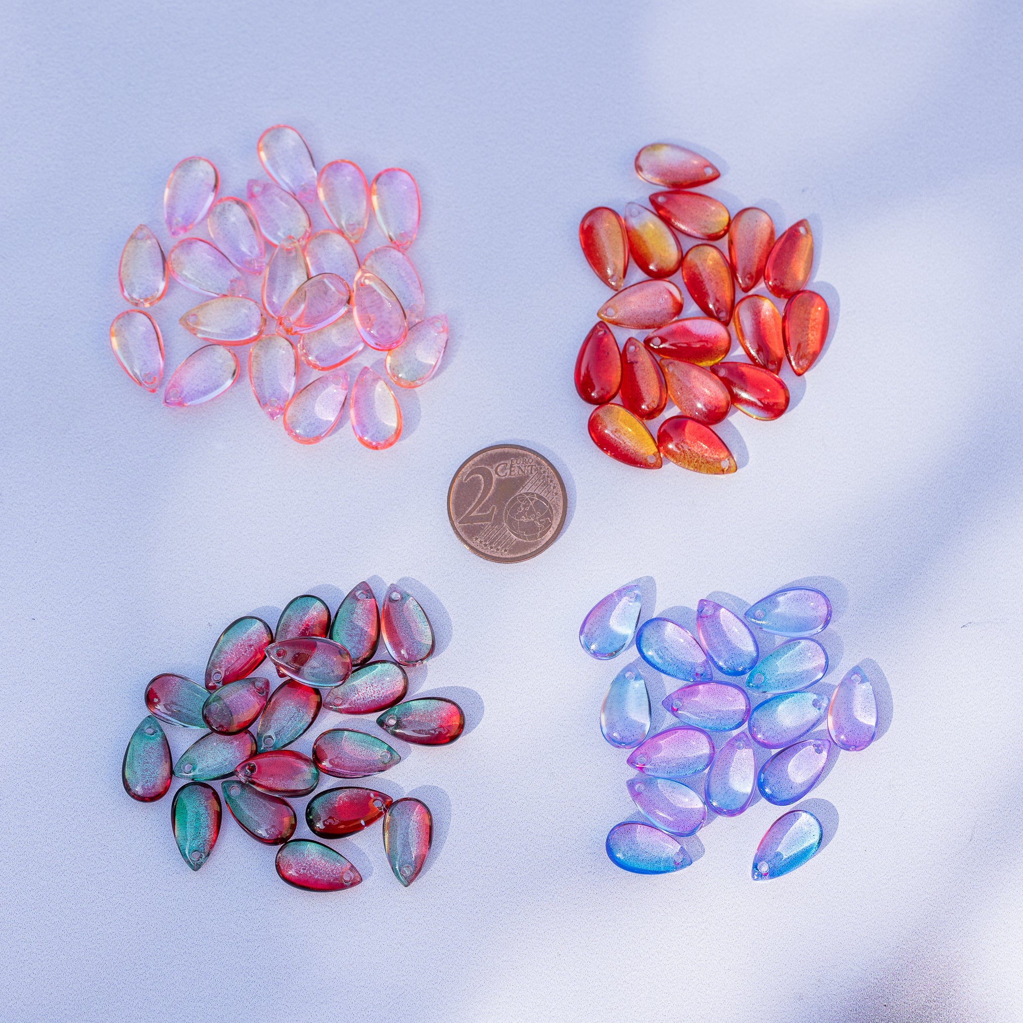Perles gouttes lisses en verre Tchèque couleur au choix de 13,5 mm ( à l&