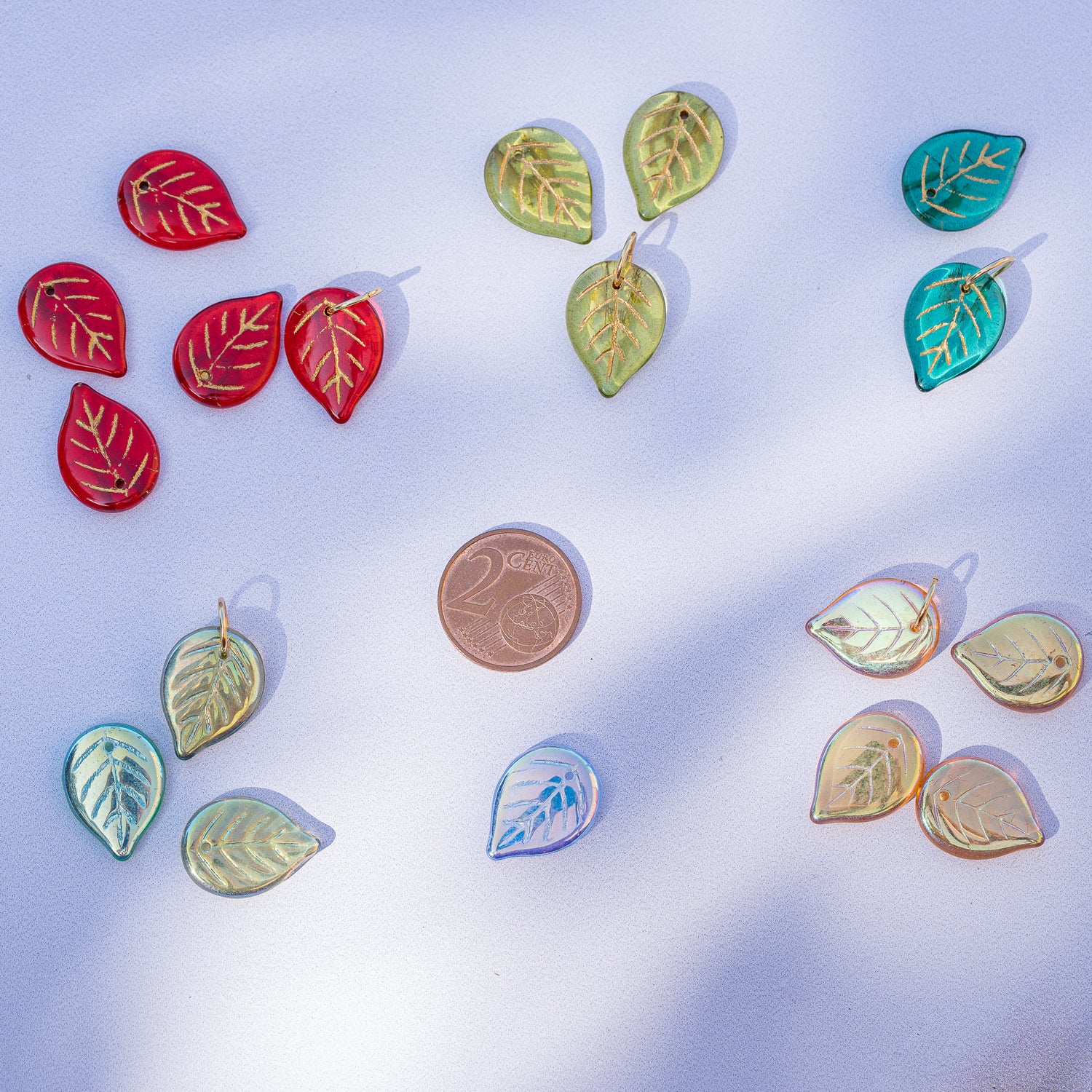 Feuilles en verre Tchèque couleur au choix de 18,5 mm ( à l&