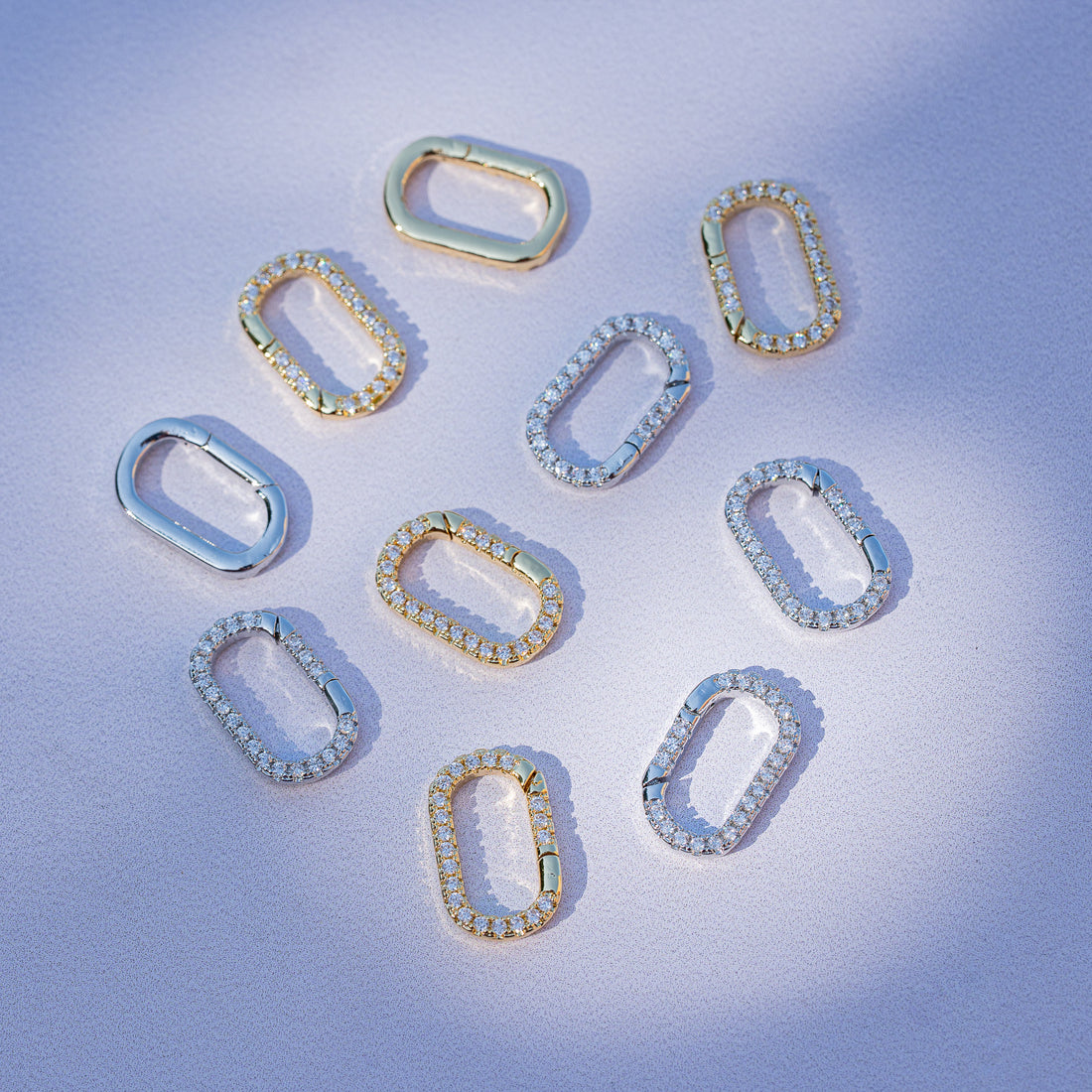 Fermoir à clip ovale en laiton plaqué or ou platine et zirconium de 17 mm ( à l&