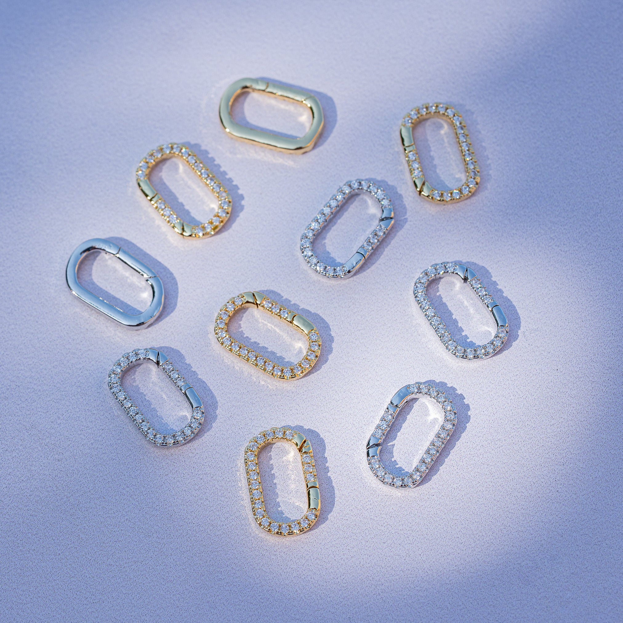 Fermoir à clip ovale en laiton plaqué or ou platine et zirconium de 17 mm ( à l&