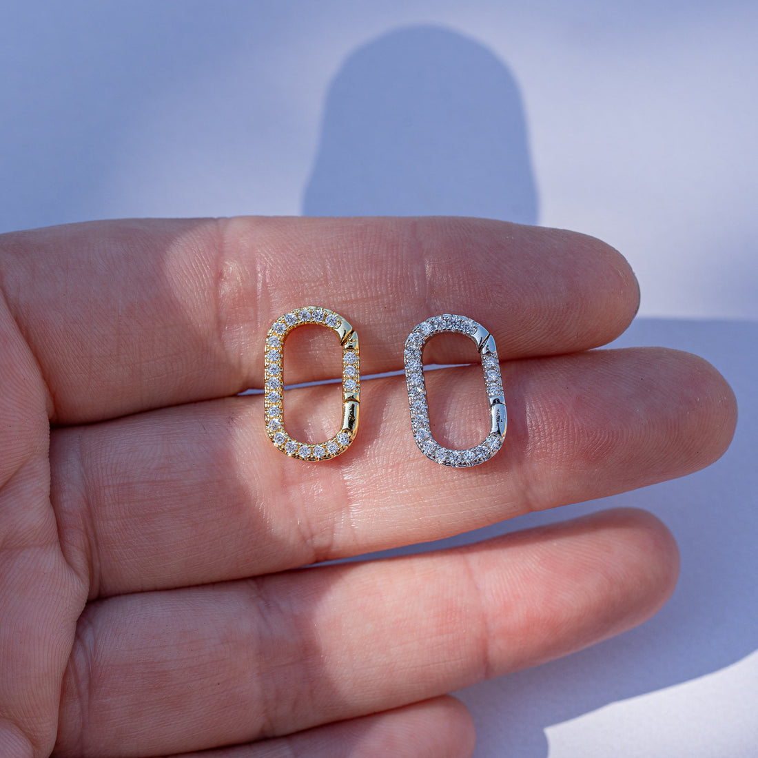 Fermoir à clip ovale en laiton plaqué or ou platine et zirconium de 17 mm ( à l&
