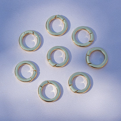 Fermoir à ressort rond en laiton plaqué or 18k de 17,5 mm ( à l&