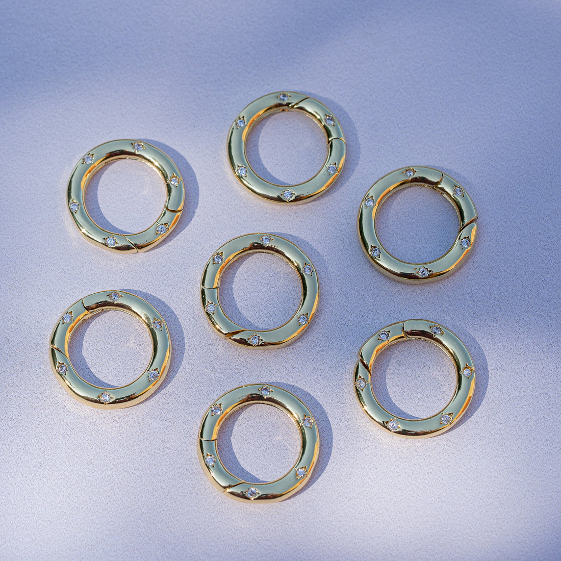 Fermoir à ressort rond en laiton plaqué or 18k et zirconium de 20,5 mm ( à l&