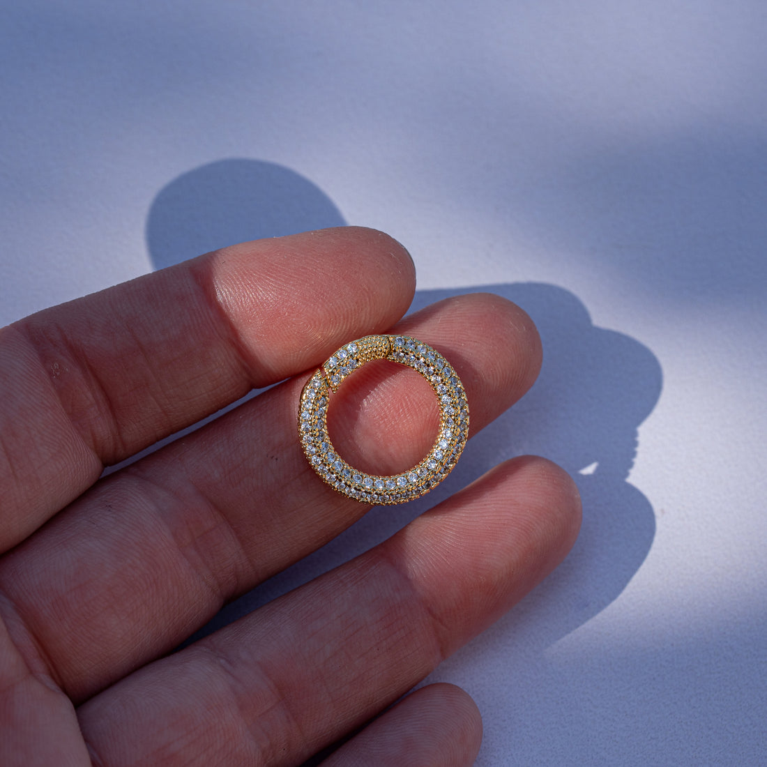 Fermoir à clip rond en laiton doré et zirconium de 19,5 mm ( à l&