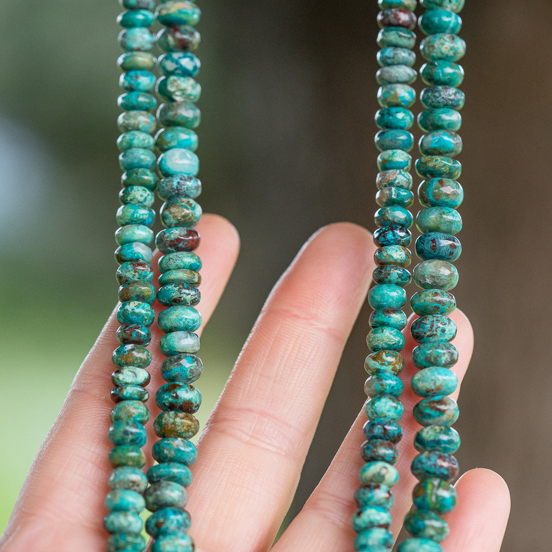 Perles rondelles lisses de Turquoise naturelle d&