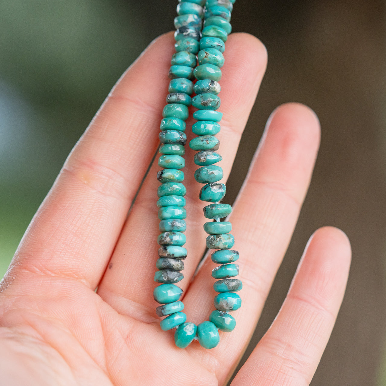 Perles rondelles lisses de Turquoise naturelle d&