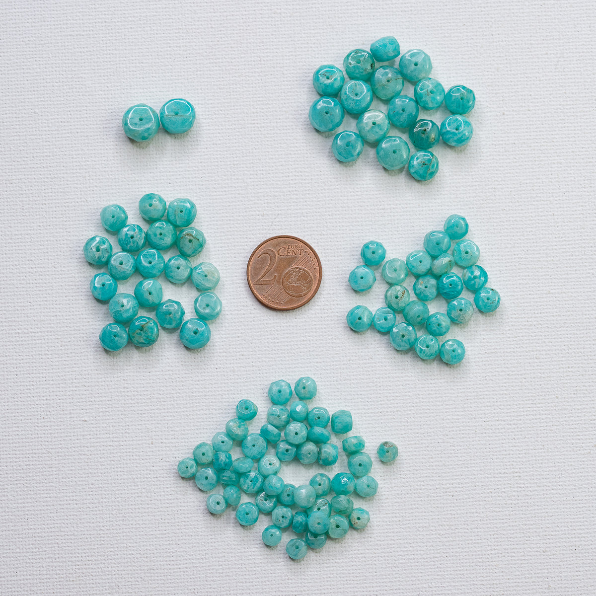 Perles rondelles facettes en Amazonite de 4,5 à 9,5 mm ( lot de 2 ou 4 perles )