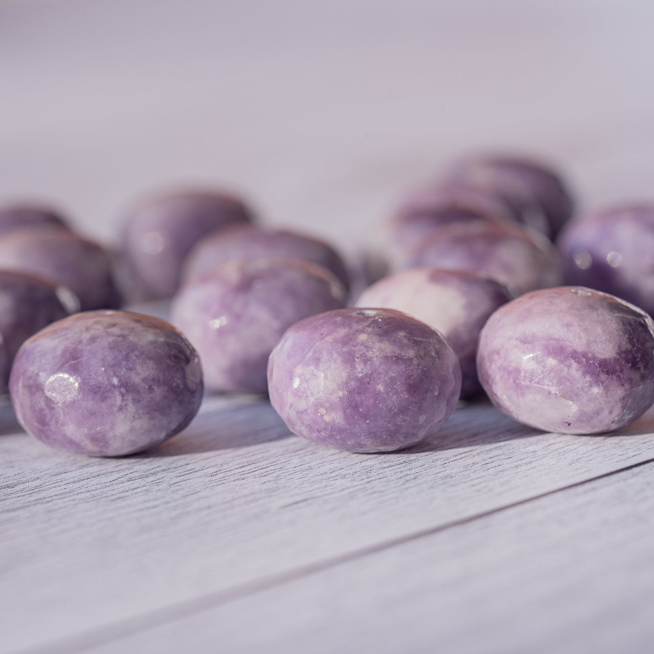 Grosses perles rondelles facettes de Lépidolite de 18 x 13 mm ( à l&