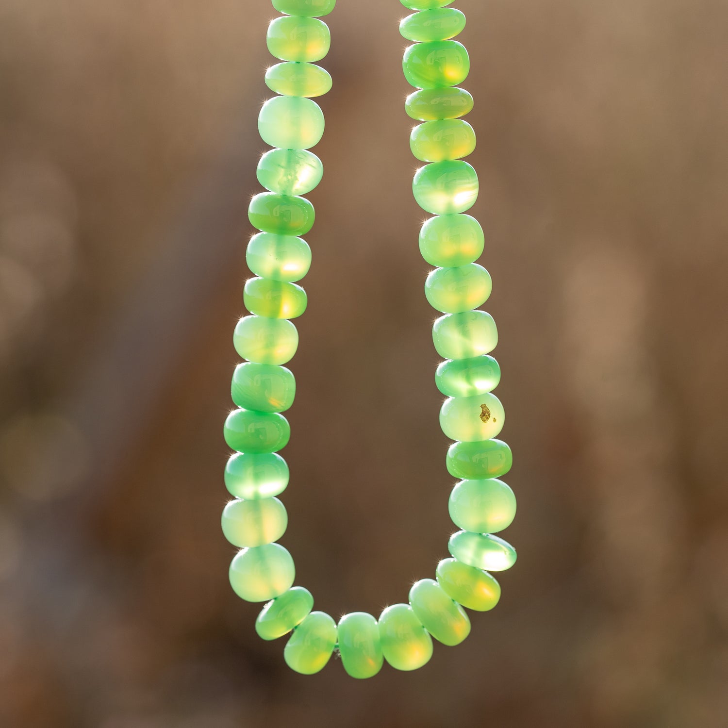 Perles rondelles lisses AA de Chrysoprase de 7/8 mm ( fil de 30 ou 33 cm de long )