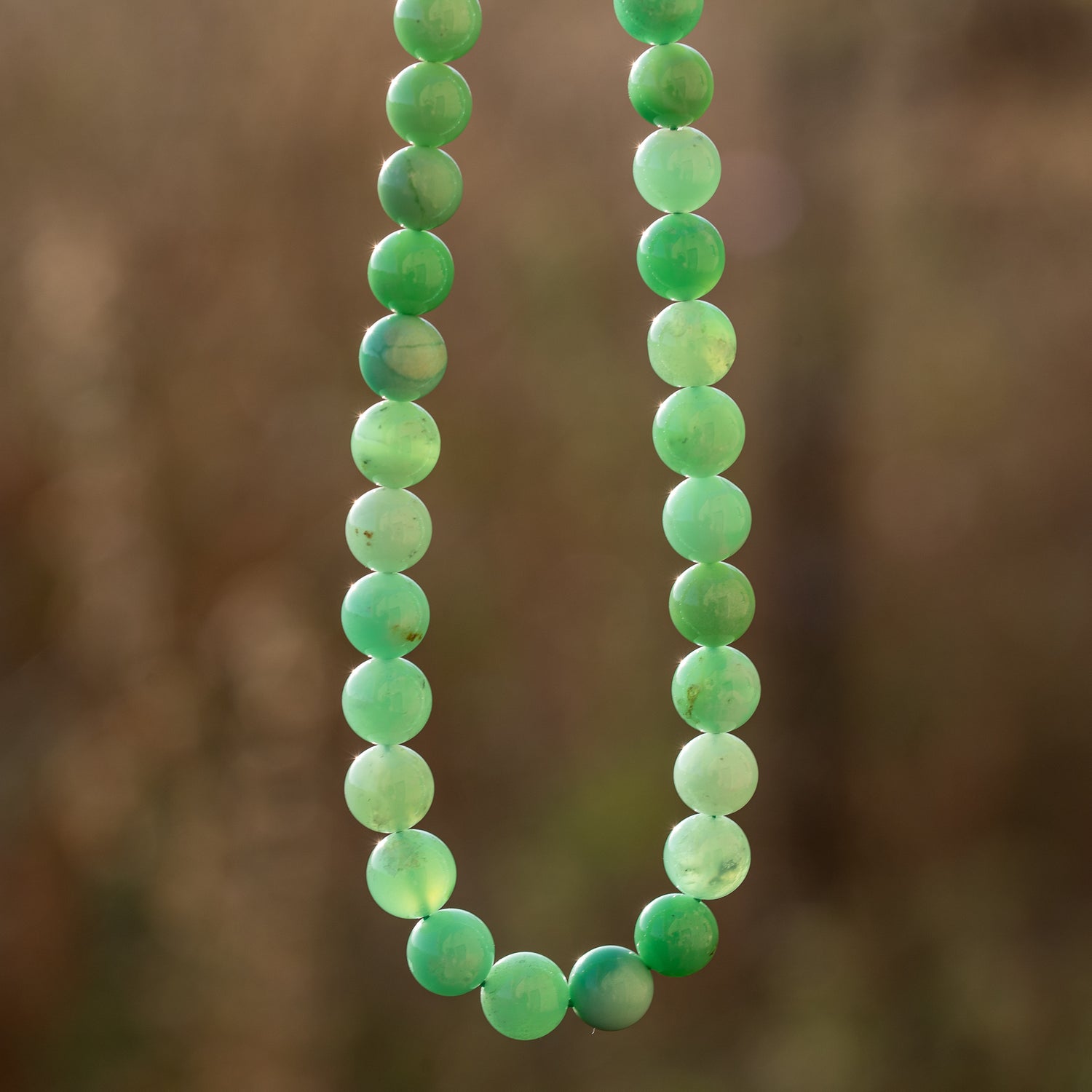 Perles rondes lisses grade A de Chrysoprase de 8/8,5 mm ( lot de 10 perles )