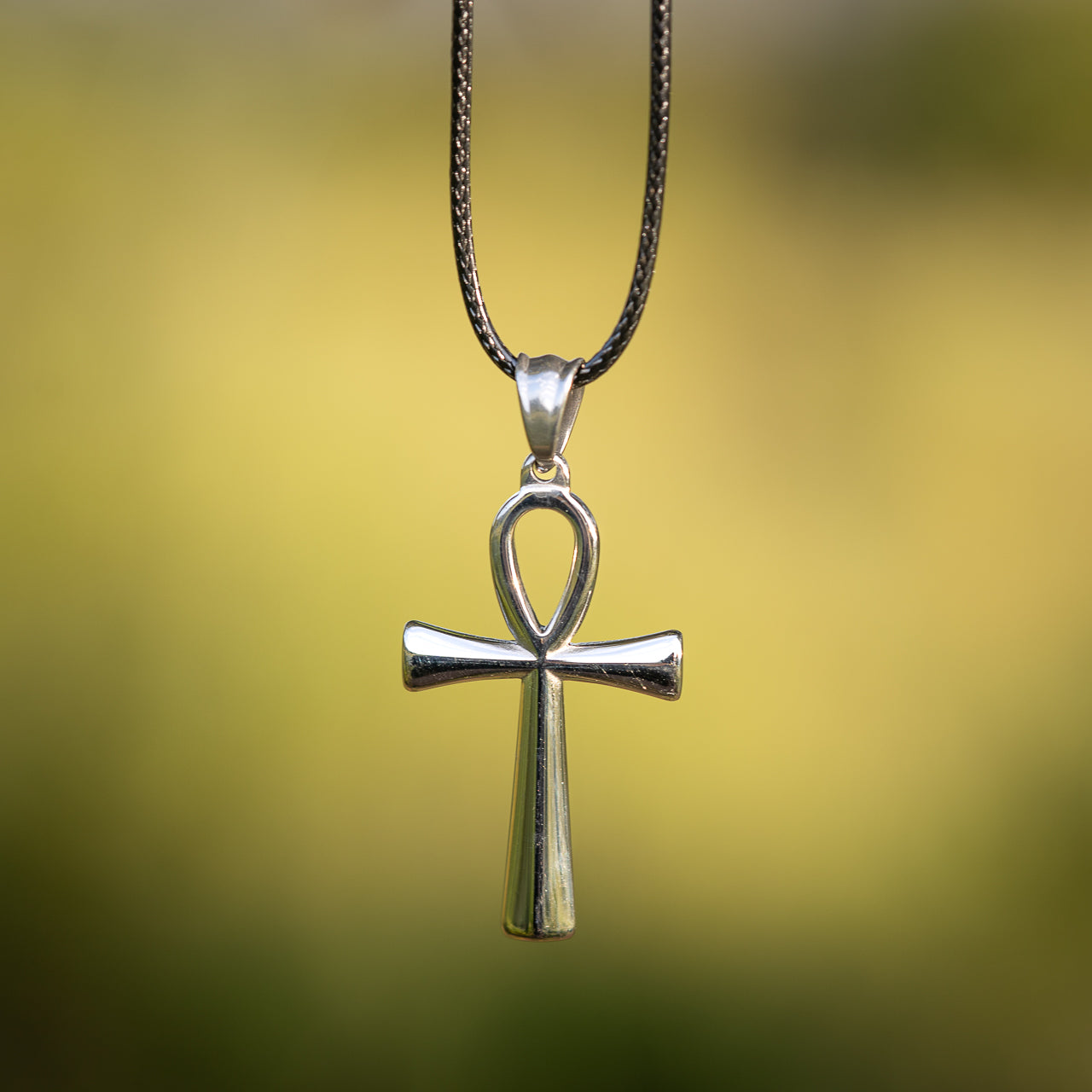 Breloque croix de Ankh en acier inoxydable argenté de 4,2 cm ( à l&