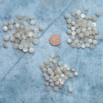 Perles rondelles facettes de Pierre de lune blanche de 7/8,5 mm ( lot de 4 perles )